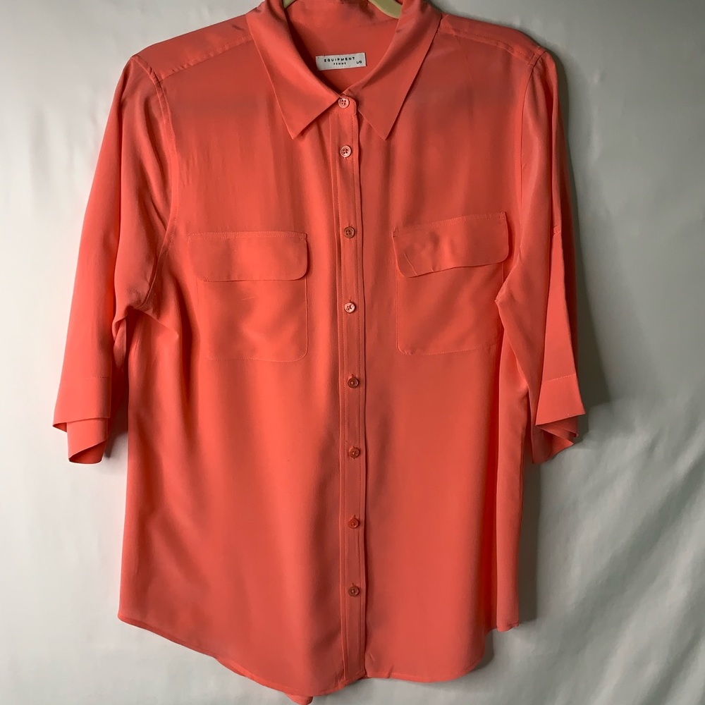 Equipment Short Sleeve Coral Blouse L